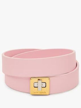 ♠️Kate Spade Phoebe Turnlock Double Wrap Leather Bracelet, Pink NWT